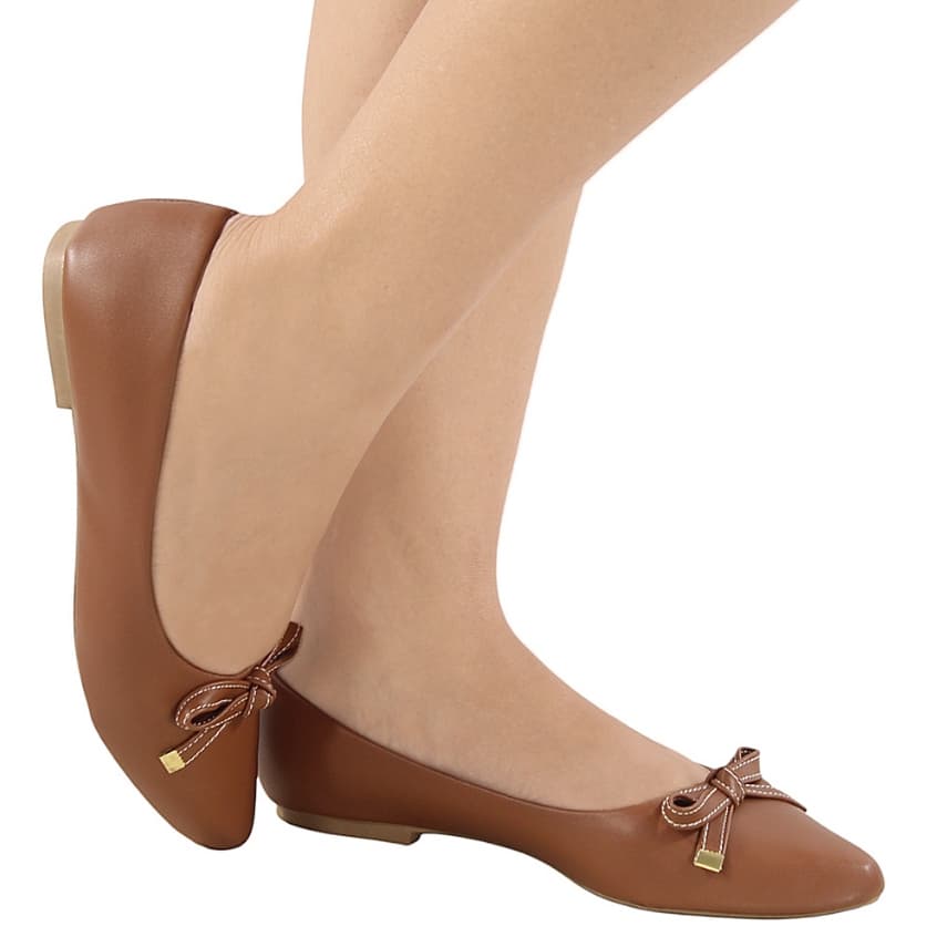 Sapatilha Feminina Laço Bico Fino Moda Evangélica Conforto Premium Casual Elegante Dia a Dia