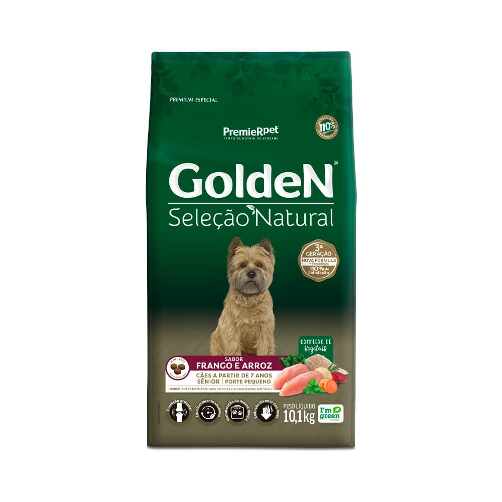 Golden Seleção Natural Cães Sênior Porte Pequeno(Mini Bits) Frango e Arroz