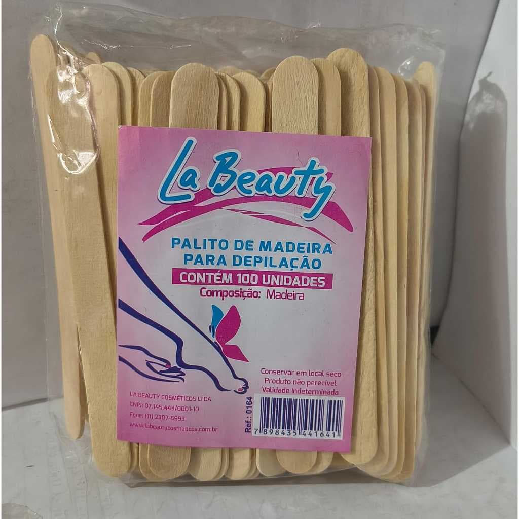 PALITO DE MADEIRA PARA DEPILAÇÃO - LA BEAUTY - COM 100 UNIDADES