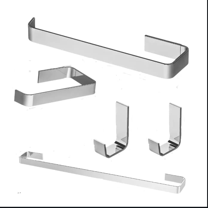 Kit Acessórios Stander Quadrado 4 peças + 1 Cabide Inox Banheiro Luxo Cromado Gourmet