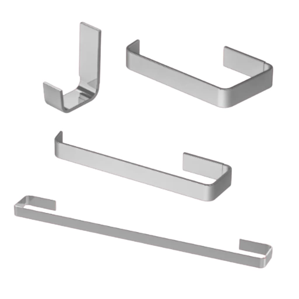 Kit de Acessórios Quadrado Para Banheiro Slim Inox 4 Peças Cromado Luxo