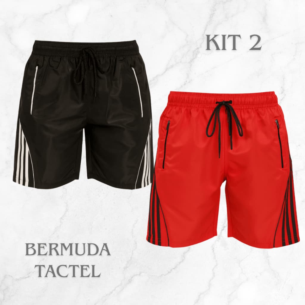 Kit 2 Bermuda Masculina Tactel Variadas Confortável Leve Secagem Rápida Perfeita Para Esportes