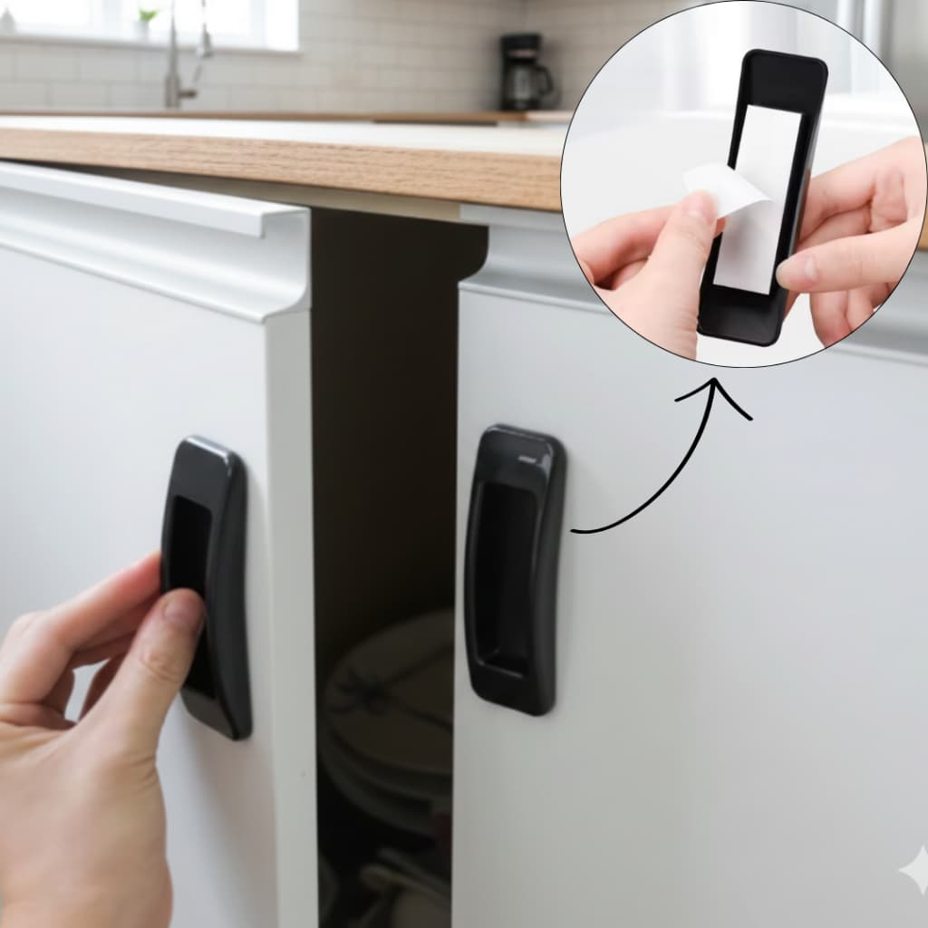Puxador Adesivo Plástico Branco Preto 11cm Para Portas De Correr Closet Janela Vidro Gavetas Alta Fixação