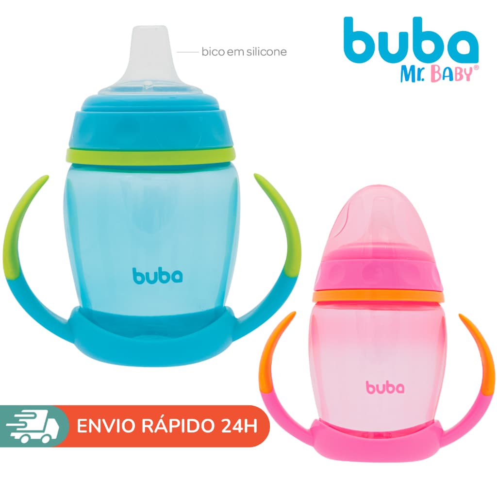 Copo de Treinamento Buba 250ml Bebê com Bico de Silicone Macio e Alça Removível