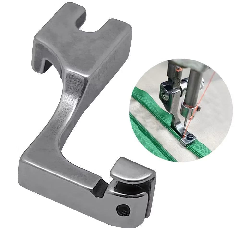 Calcador Zíper Invisível Regulável Lado Esquerda/Direito para Máquina Reta Industrial Universal