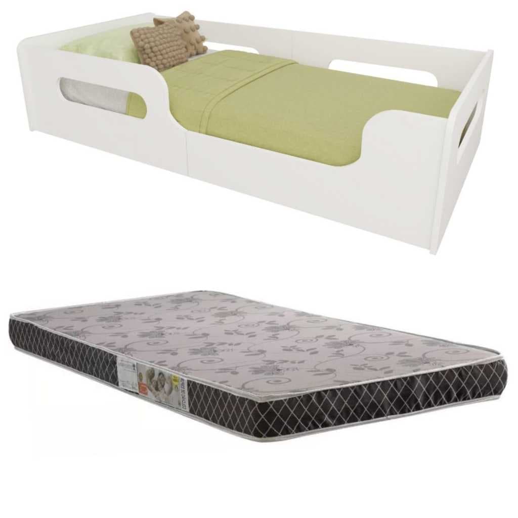 Cama Montessoriana Com Colchão Incluso e Grade Proteção Caminha Cercado Quarto Juvenil