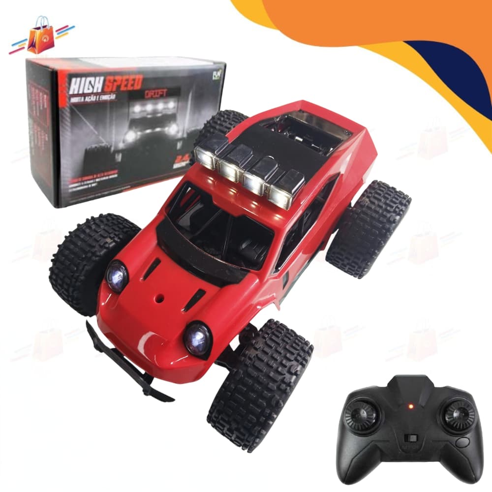 Carrinho de Controle Remoto Off Road Com LED Carro Drift Recarregável Diversão Garantida