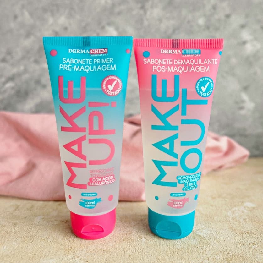 Kit 2 Itens - Sabonetes Pré e Pós Maquiagem Dermachem – Make Up + Make Out · Primer e Demaquilante