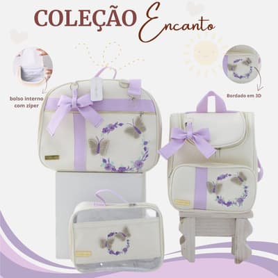 Kit maternidade 3 peças mala, mochila e necessaire borboleta, térmica e impermeável