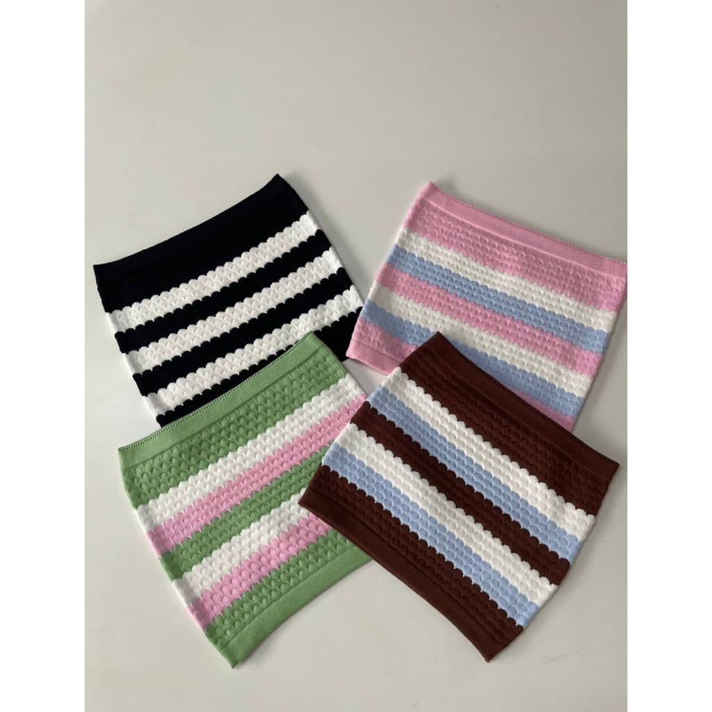 Kit 4 Top Faixa Colorido de Tricot Modal Texturizado Blusa Tomara que Caia Sofísticado Modinha Verão