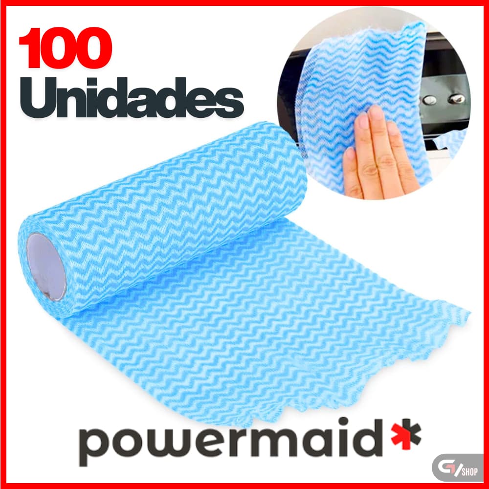 kit Rolo de Pano Picotados Perfex Powermaid Camesa 100und Multiuso Alta Absorção 21x29cm