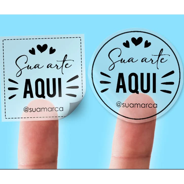 Adesivos Transparente Personalizado 5x5cm – 100, 250, 500 ou 1000 - Resistente a água