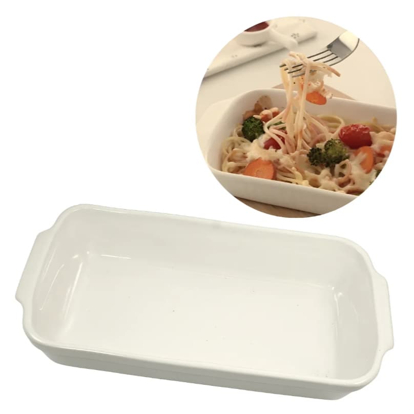 Travessa de Porcelana Refrataria Retangular Arroz Porçoes Branca 710ml Cor Branco