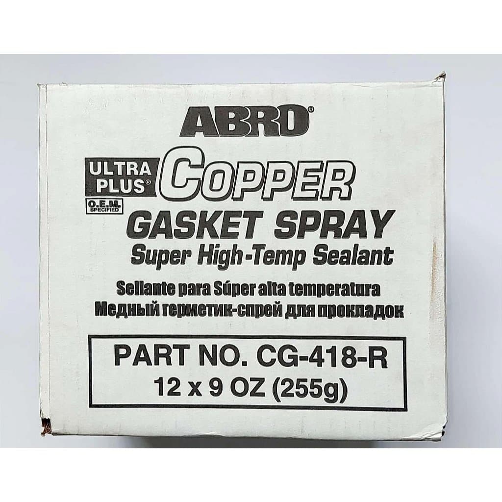 Caixa com 12 Unidades Junta Líquida de Cobre Spray ABRO COPPER GASKET CG-418-R 255g - Selante Formador de juntas O.E.M.