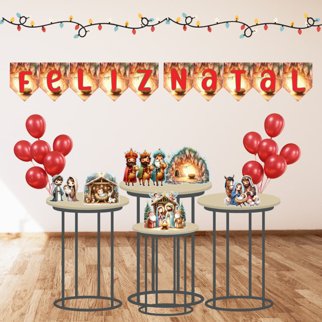 Kit Festa em Casa Natal ceia Natalina Presépio Jesus decoração