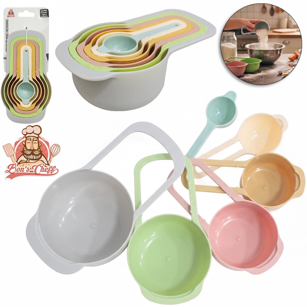 CONJUNTO DE COLHER MEDIDORA DE PLASTICO COM 6 PECAS 7,5/15/60/85/125/250ML BONS CHEFF Código 4357808
