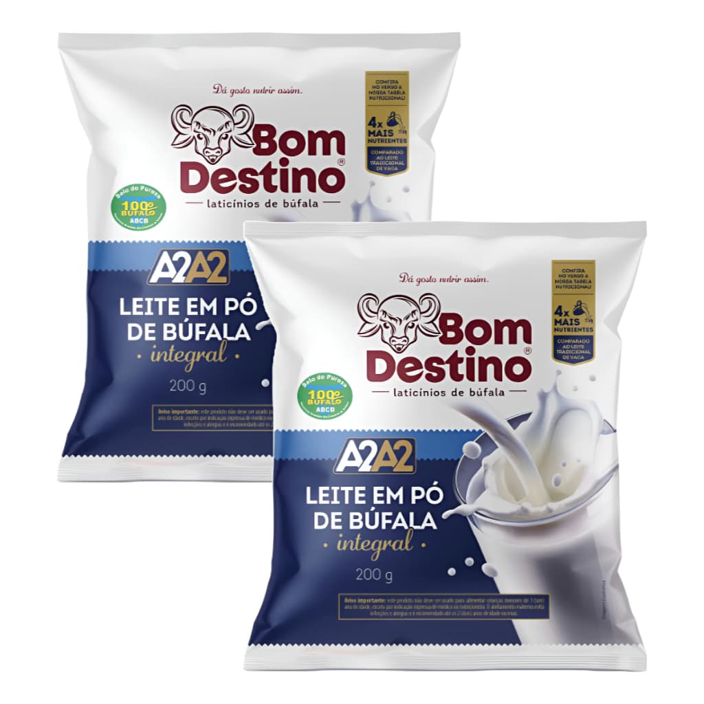 02 Unidades Leite Em Pó A2a2 Integral De Búfala Bom Destino 200g