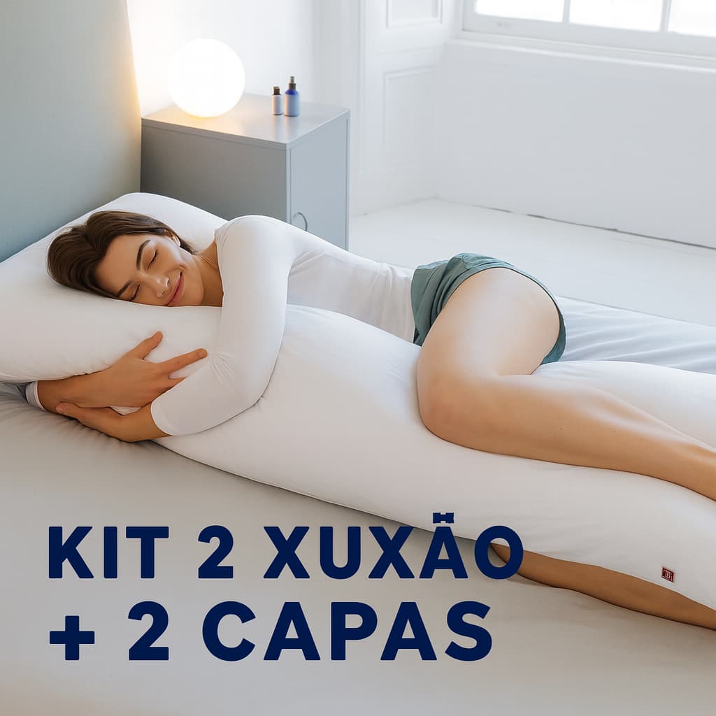 Kit 2 xuxao e 2 capas travesseiro  corpo gigante fibra siliconada macio apoio dormir superconforto