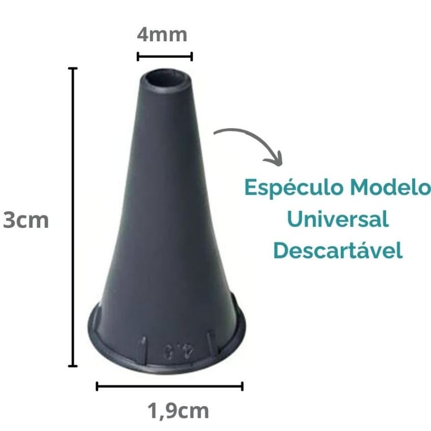 Espéculo Auricular Ponteira Descártavel Universal Otoscópio 4,0mm Mikatos Cinza Escuro Kit 20 50 100