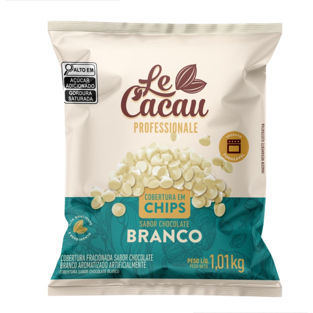 Chocolate Branco Le Cacau em Chips 1,01KG Cobertura Gotas Panetone Cookies