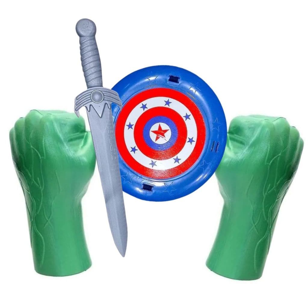 Espada Capitão América Escudo Brinquedo Infantil + Luva Hulk