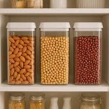 Kit 3 Potes Cozinha Recipiente Vasilha Conserva Guarda Armazena Alimento Arroz Feijão