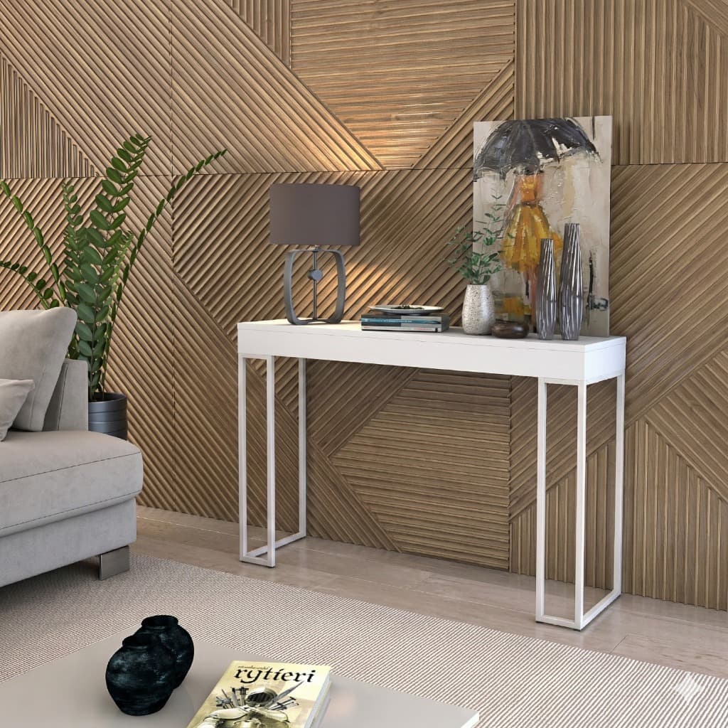 Aparador Industrial Branco 90cm Pés Metálicos Sala Hall Decoração Moderno