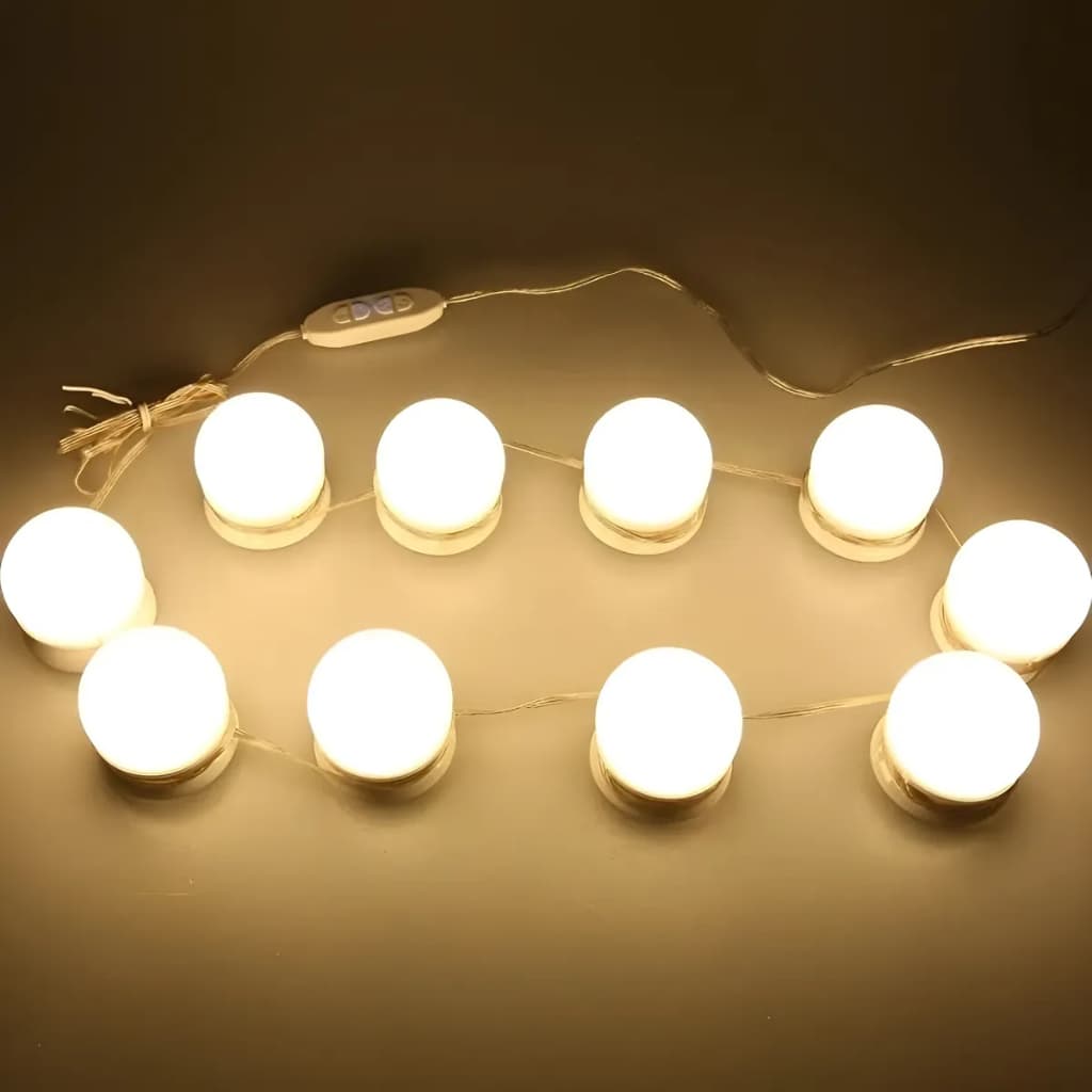 Kit Luzes LED para Espelho Camarim – USB com 10 Lâmpadas Reguláveis