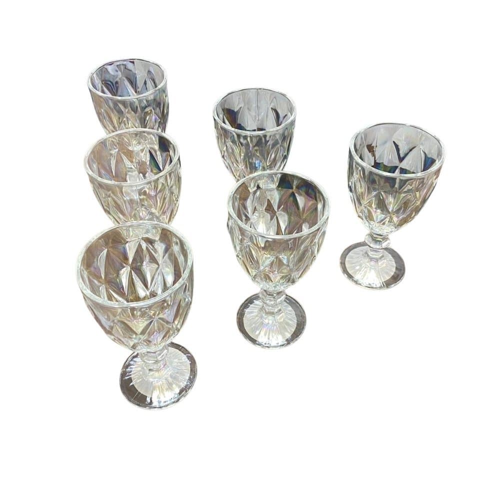 Conjunto 6 Taças de Vidro Platinado Milbani 330ml
