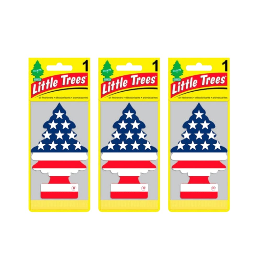 Kit c/ 3 unidades Little Trees Aromatizantes - Original bandeira eua/black ice/new car