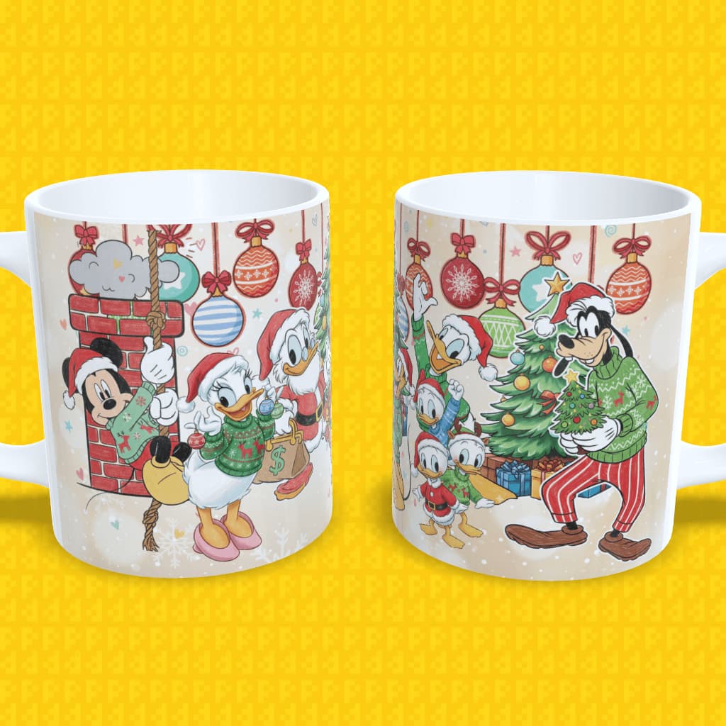 Caneca Natal Disney Turma do Mickey Donald Pateta Margarida 🎅 Presente Geek Colecionável
