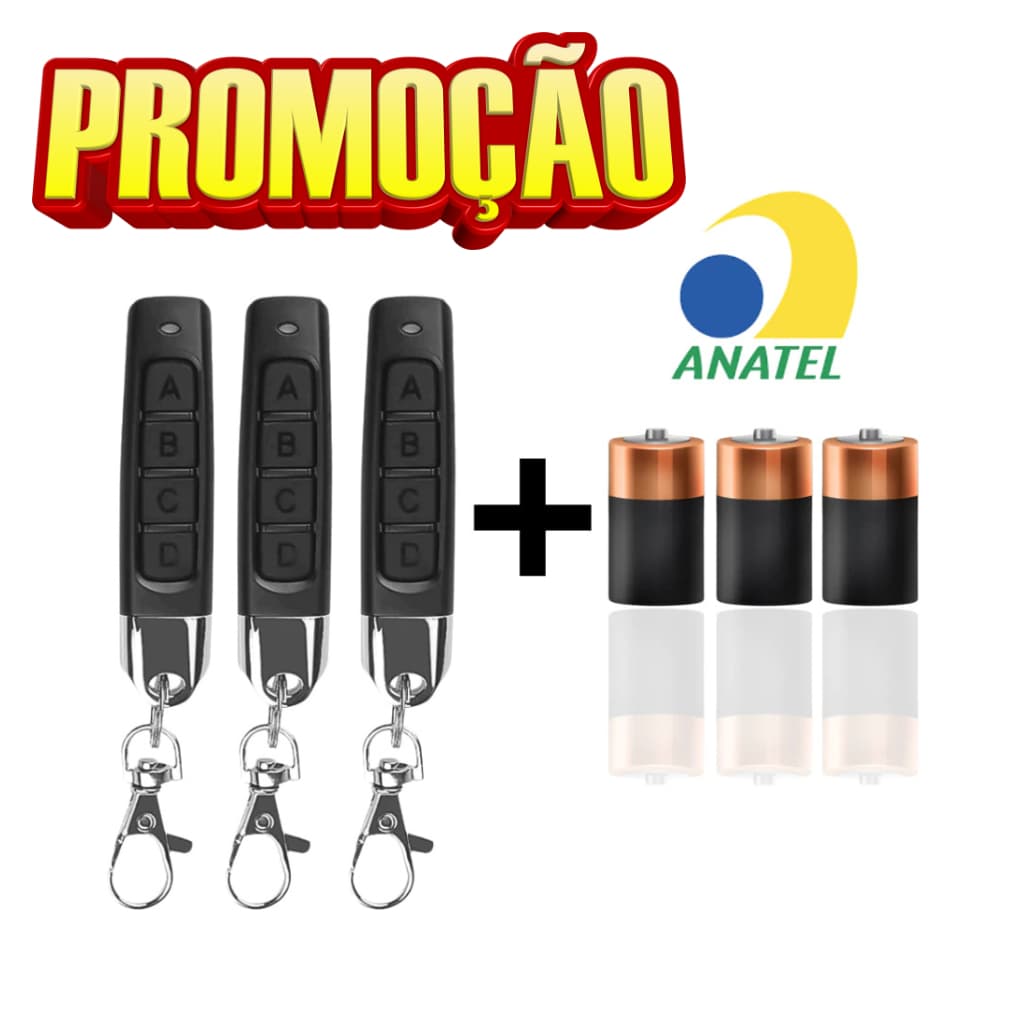 Controle Remoto universal ORIGINAL para Portão Electrónico Garagem Compatível 433Mhz automático 4 Botões Residencial