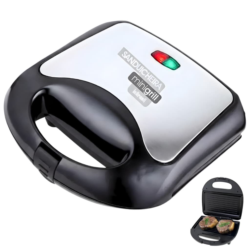 Sanduicheira Elétrica e Grill Família 2 em 1 - Inox antiaderente - 750W - Mod: INBSW01