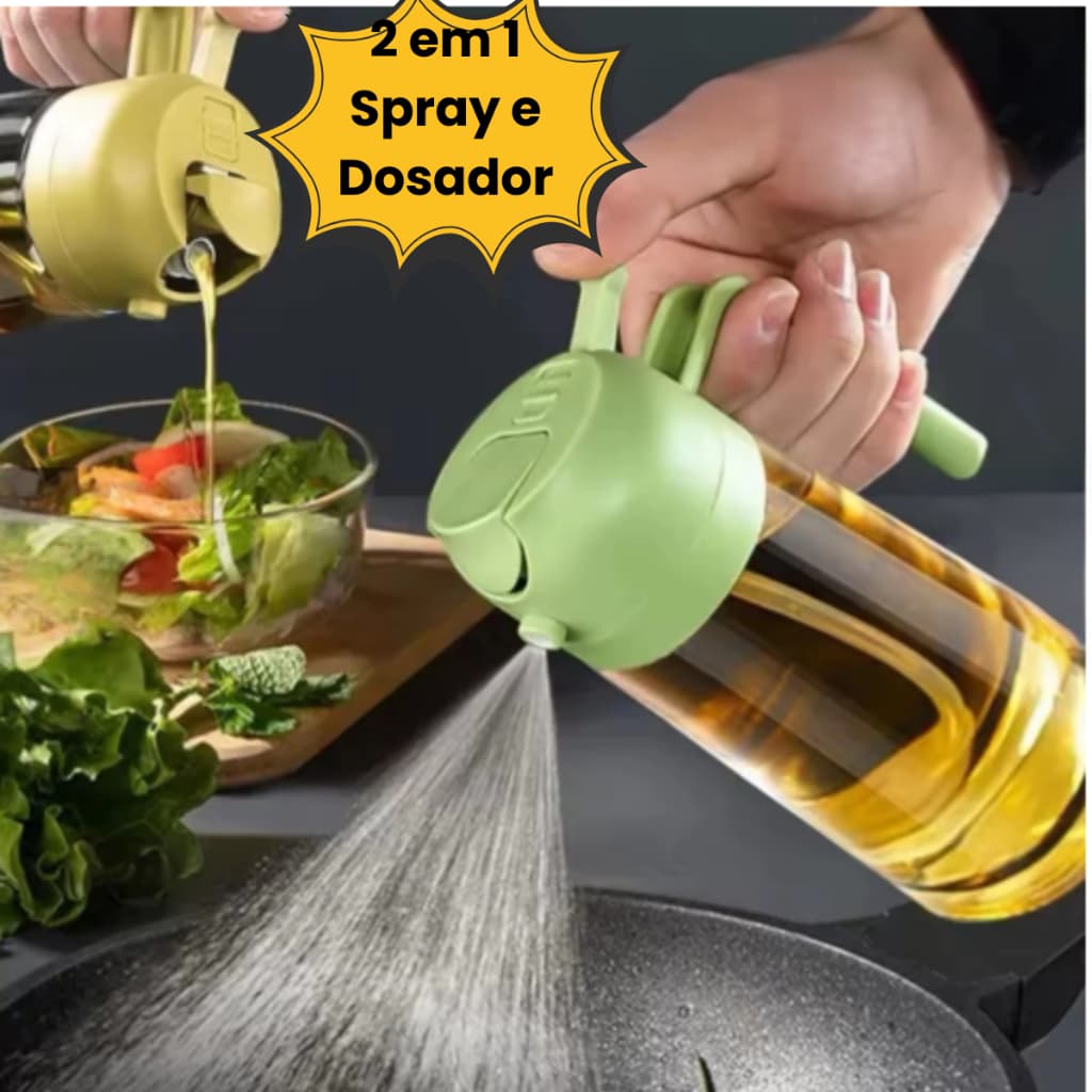 Kit 2 Porta Azeite Vinagre Spray 2 x 1 Borrifador 450 ml Galheteiro  Profissional Com Dosador e Spray