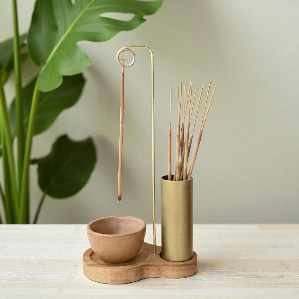 Incensário Invertido com suporte para guardar incenso – Porta incenso durável e elegante