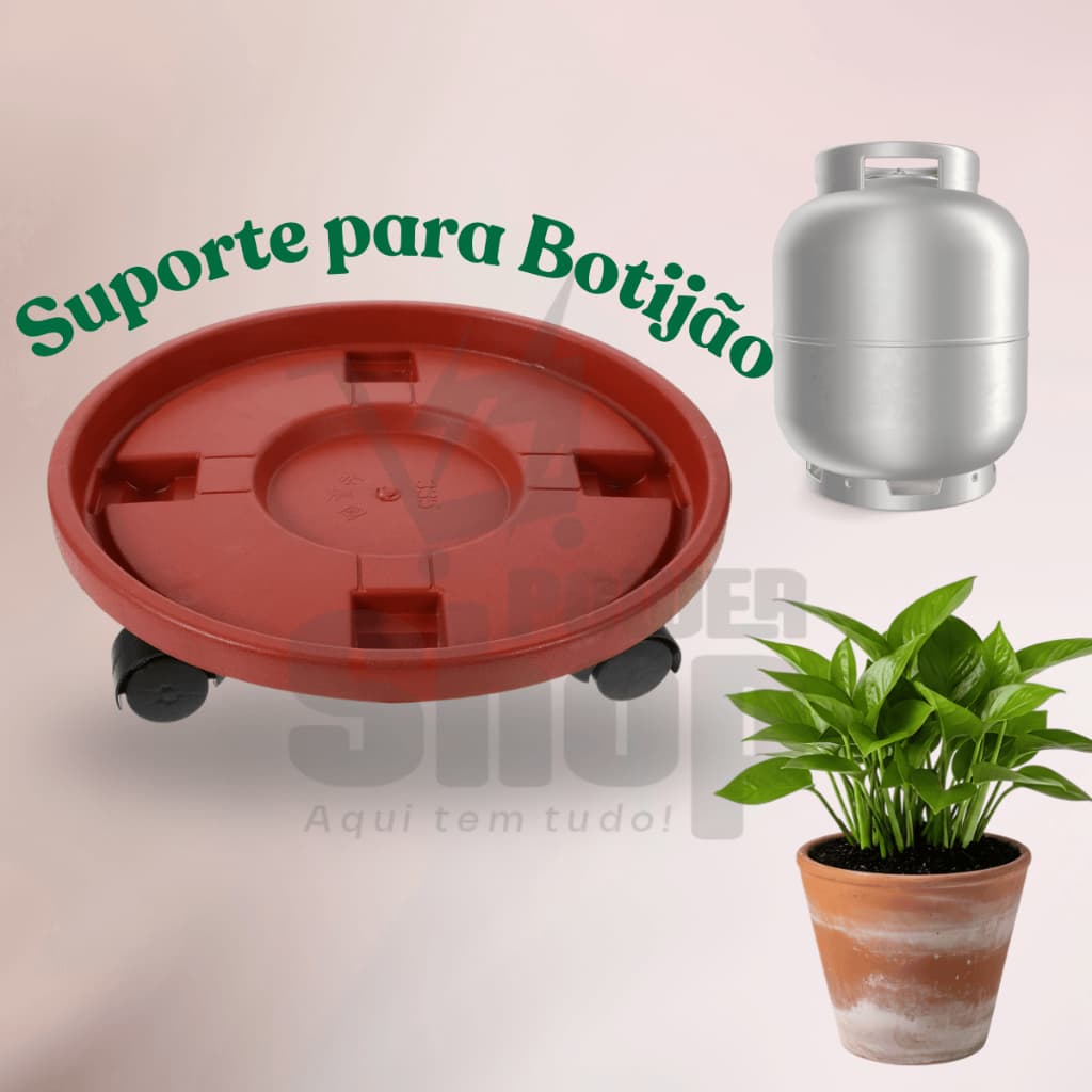 Suporte Para Botijão De Gás e Vaso de Plantas Com Rodinhas - Suporte de Bandeja