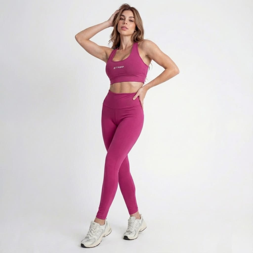 Conjunto Fitness Feminino Rosa Top e Leg Academia Treino Yoga Virginia Compressão Confortável