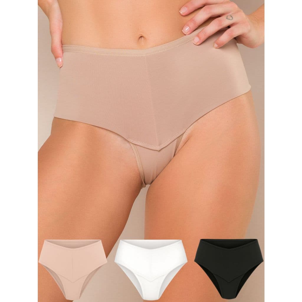 Kit 3 Calcinhas Plus Size Cintura Alta Modeladora Reduz Medidas Com Conforto Sem Marcar Sob a Roupa