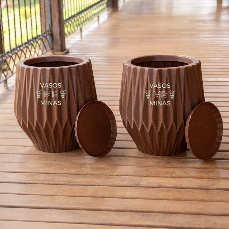 Kit Vaso Origami G 38cm, ideal para decoração, plantas, sala, varanda e jardim