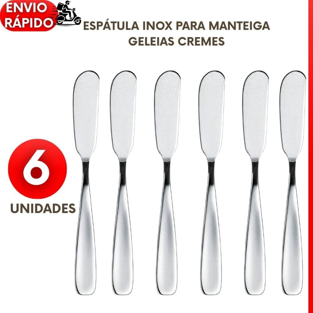 Kit 6 a 2un Espátulas Para Manteigas Requeijão Geleias Patês Premium Aço Inox Pão Café Cozinha