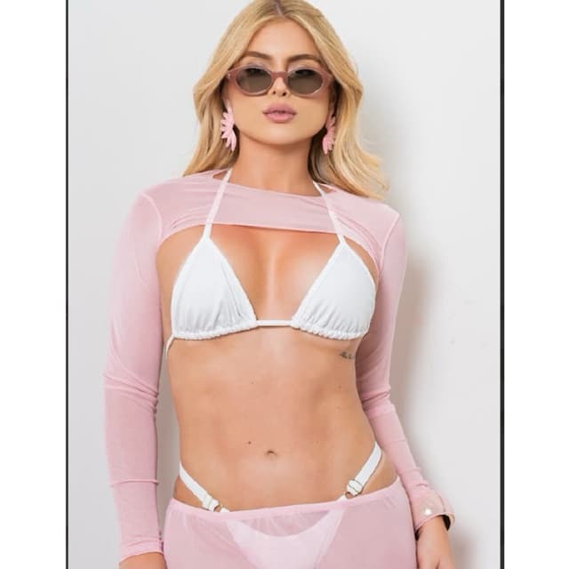 conjunto tule Bk moda praia verão 2026 moda gringa