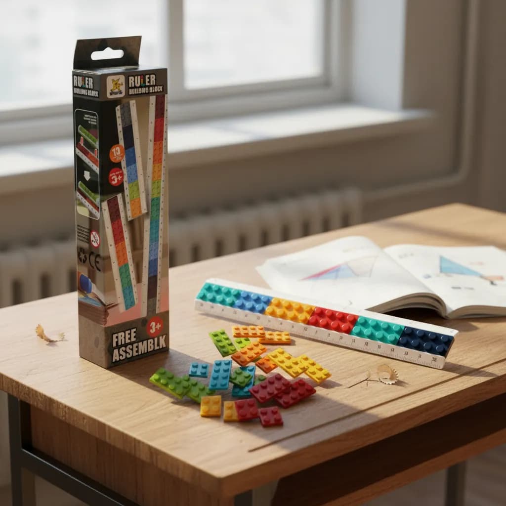 Kit 12 Unidades Réguas Blocos Coloridos Encaixe Educativo Criativo Infantil Escolar Estudo Medir