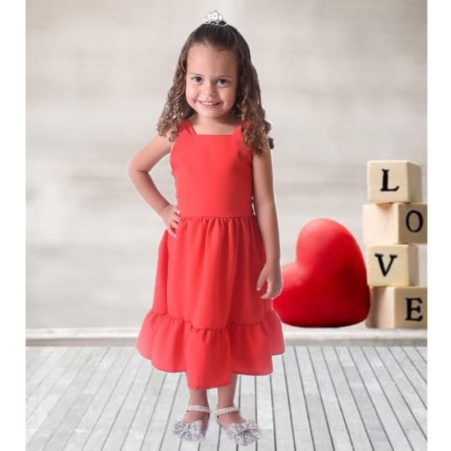 Vestido Rodado Infantil Casual Juvenil Tamanho 2 ao 10 Varias Cores Vestido de Festa Princesa Luxo