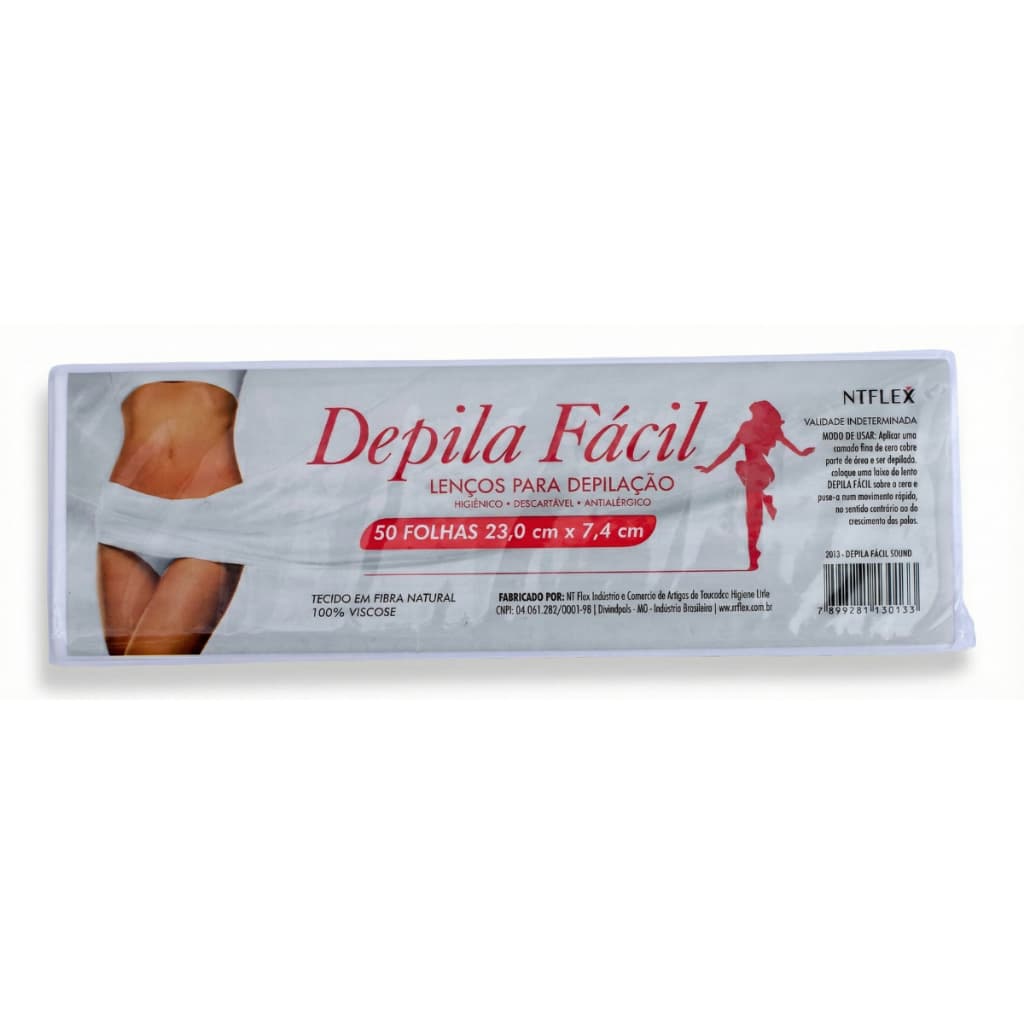 50 Folhas Lenços Depilação Profissional Ntflex 23cm x 7cm - Depila Fácil Hipoalergênico