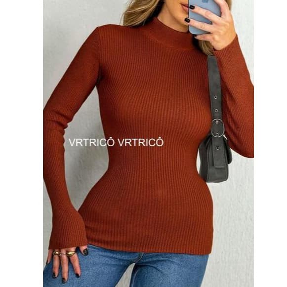 Blusa de Frio Cacharrel Feminina Gola Média Trico Blusa Segunda Pele
