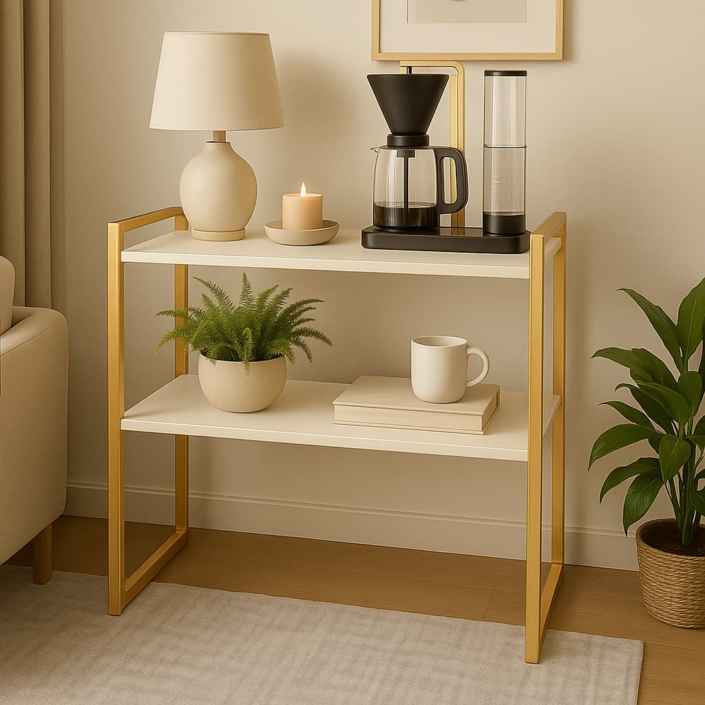 Buffet Aparador Cantinho do Café Estilo Industrial Ferro e MDF – Multiuso Preto Off White
