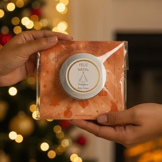 Kit Cartão de Natal + Vela Aromática 20g • Presenteável • Mensagem Personalizada • Natal 2025