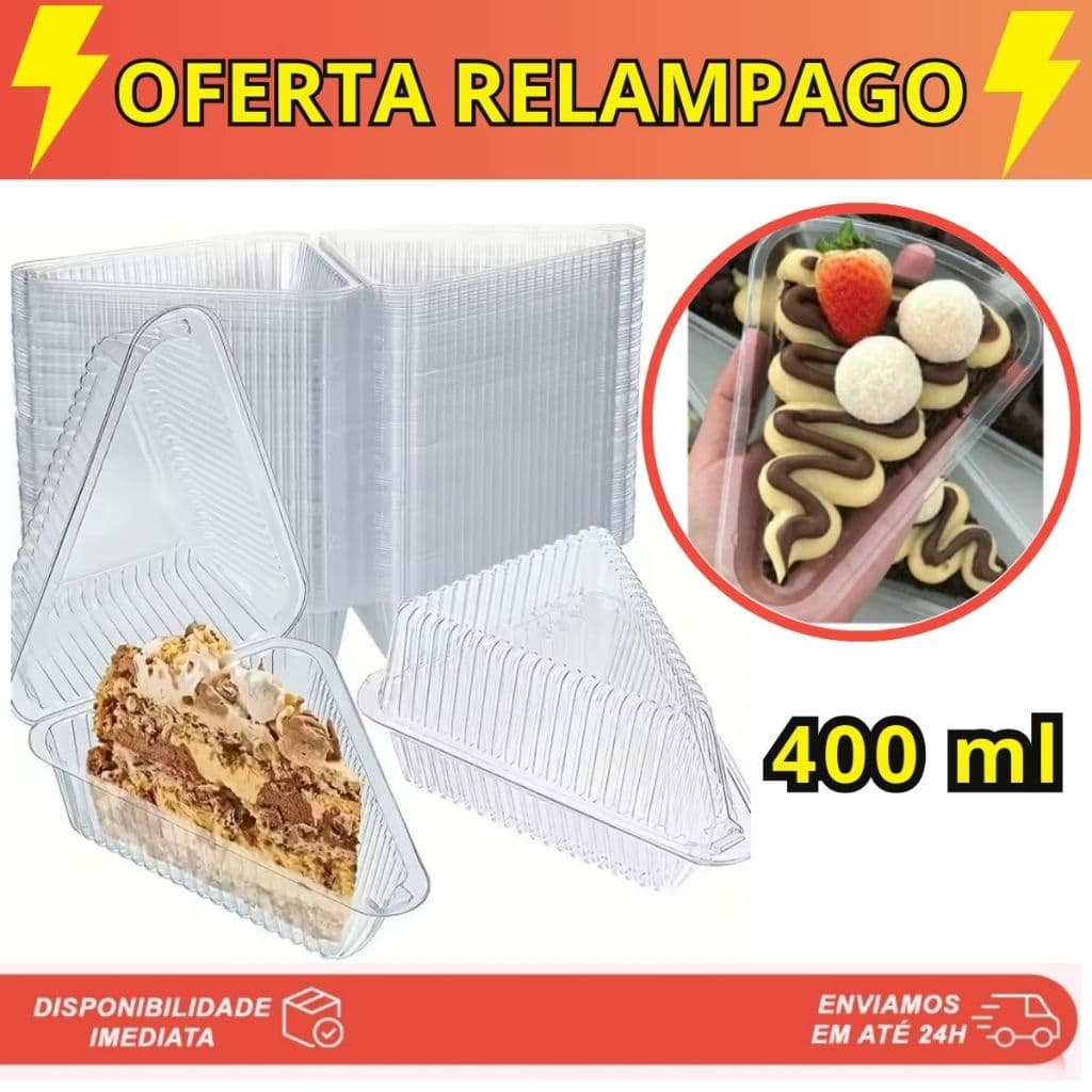 50/100/200 Pote Embalagem Fatia de Bolo Torta Temaki Triangular Descartável Reforçado Envio imediato