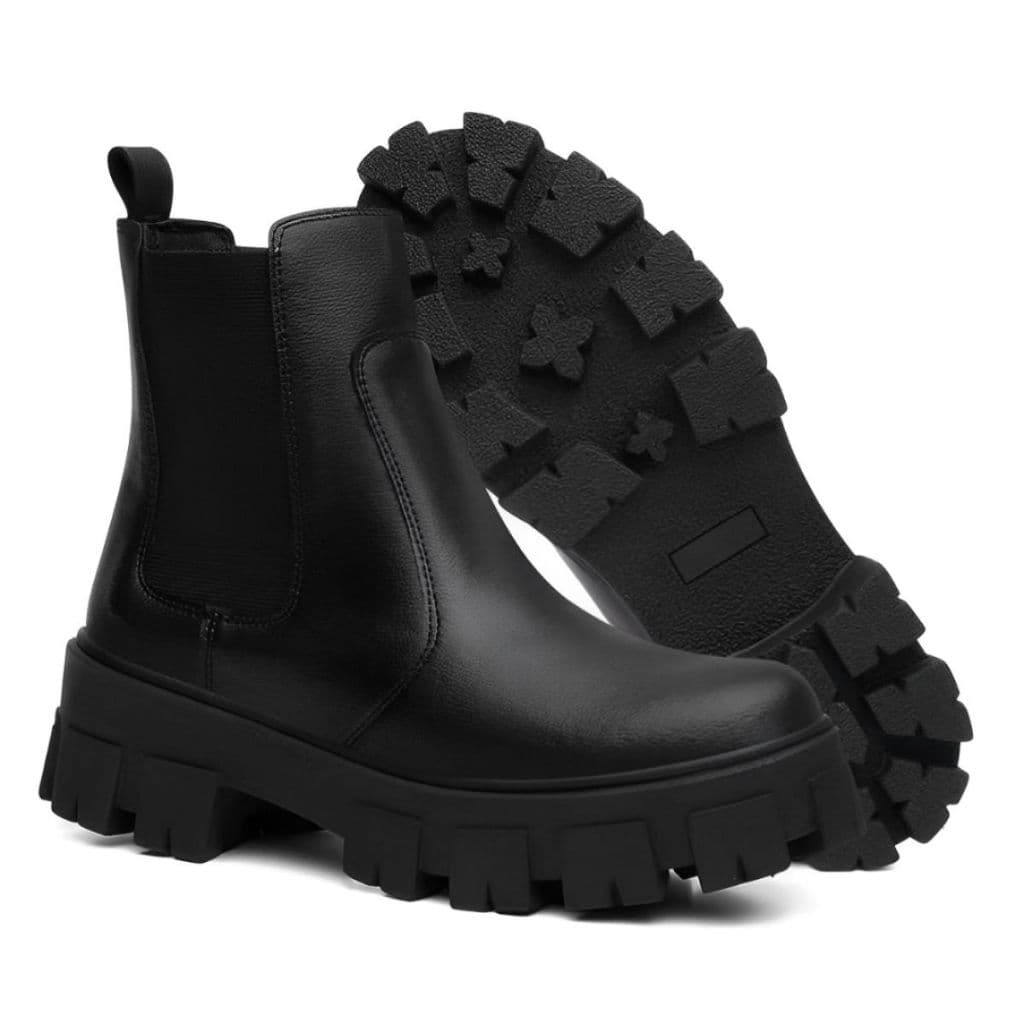 Bota Coturno Feminino Tratorada Chelsea Macia Confortável Envio Imediato