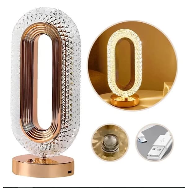 Lúminaria Criativa Retrô Mesa Abajur Cristal Touch Led 3 Cores Recarregável BM-F1051